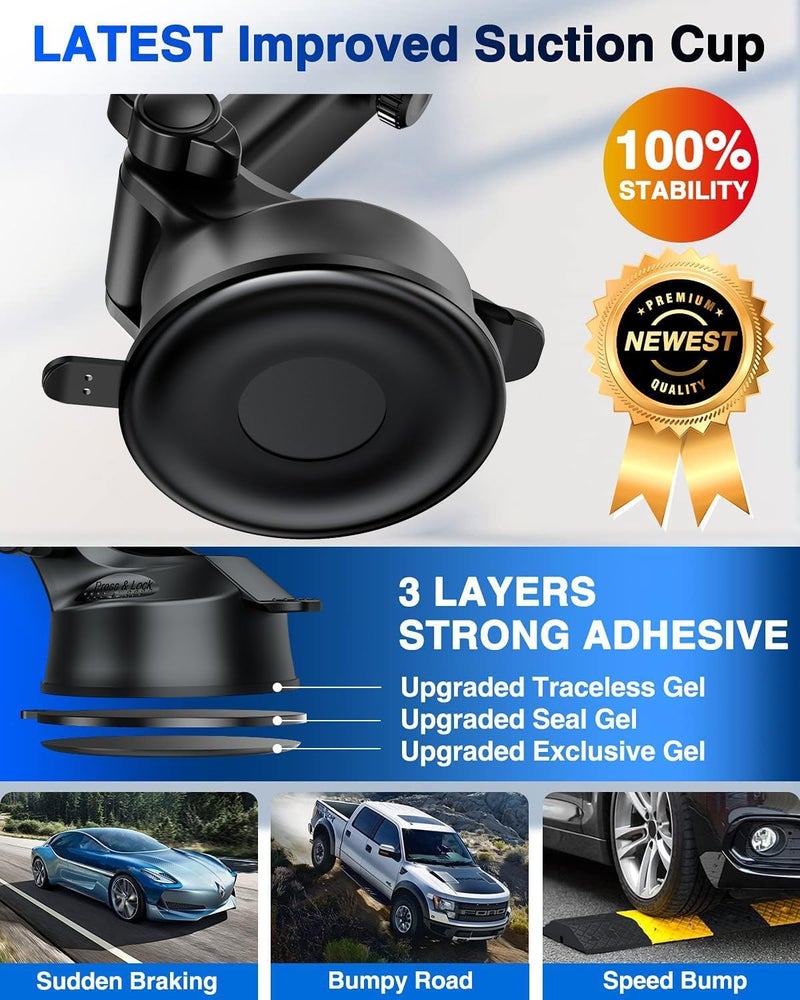 HTU 【98+LBS Strongest Suction & Military-Grade】 Ultimate Car Phone Mount【Patent & Safety Certs】 Cell Phone Holder Truck Stand for Dashboard Windshield Vent for iPhone 17 Pro Max 16 15 Samsung (Pink) - Image 4